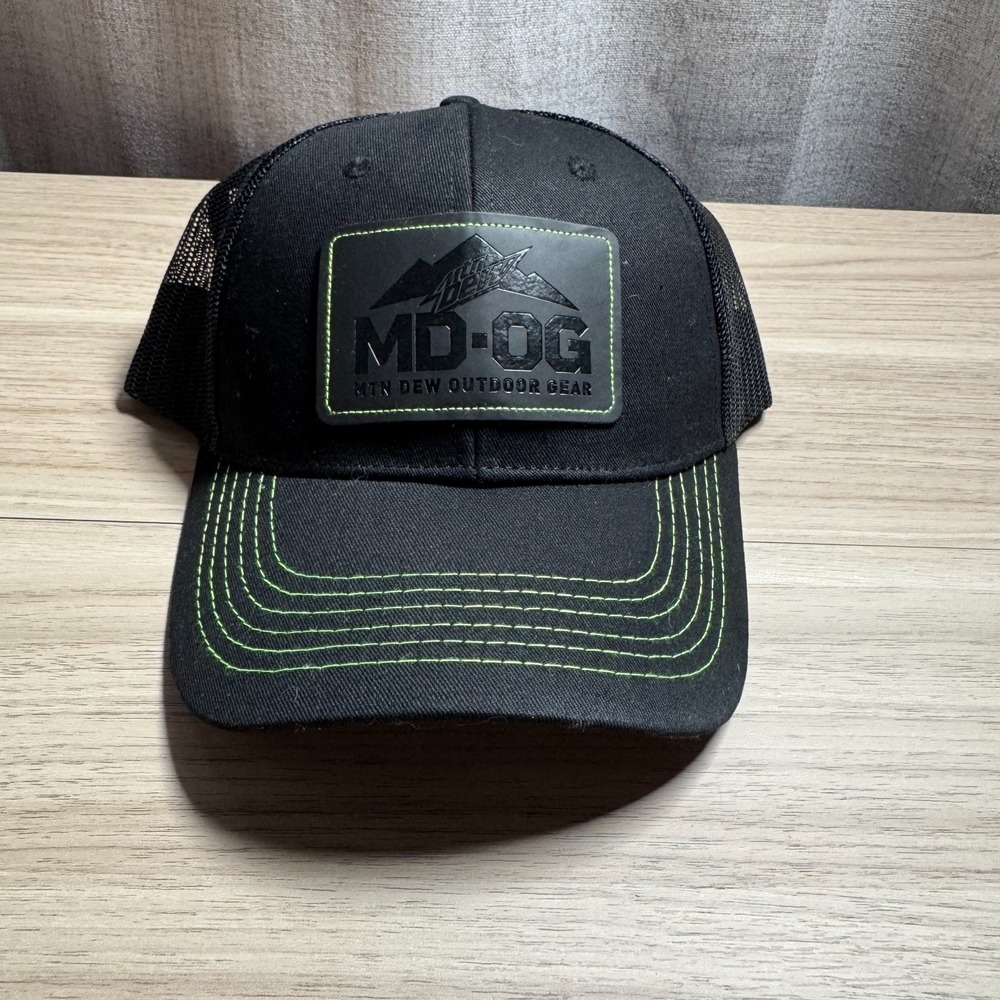 Mountain Dew MD-OG Trucker Hat Mens OSFA Black Green Good Mesh Snapback Cap